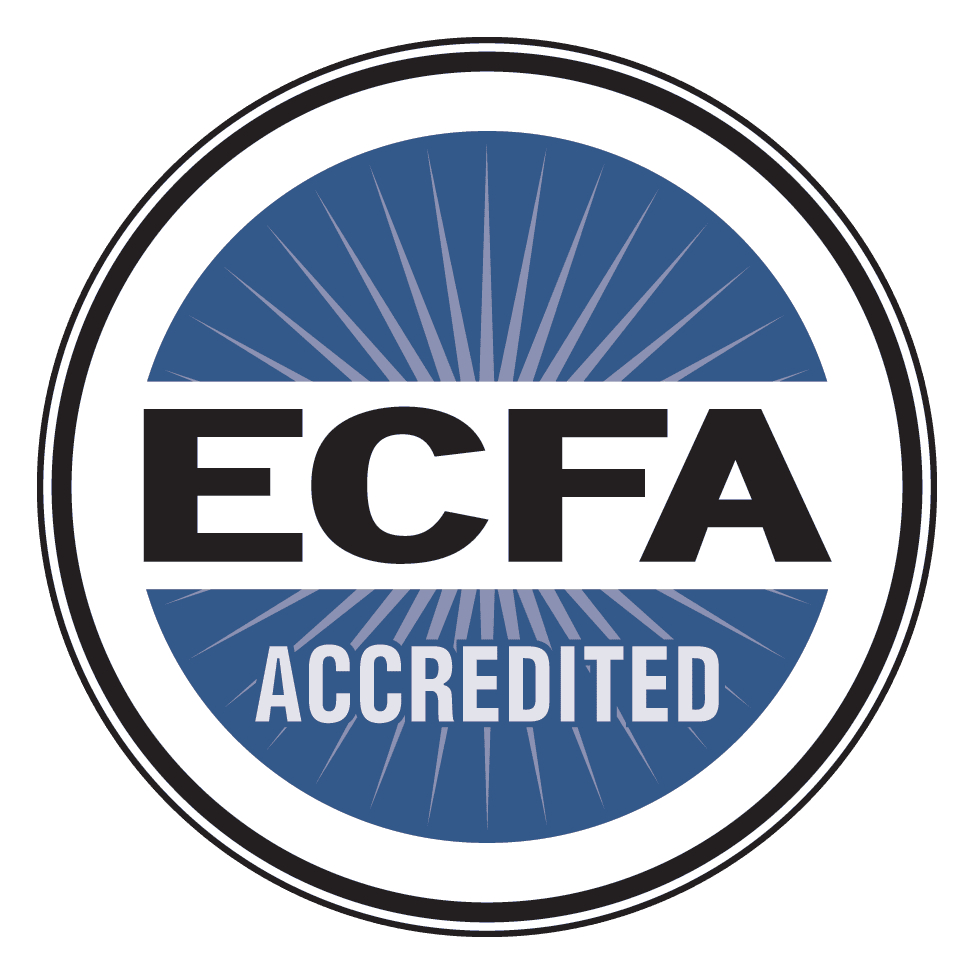 ECFA accredited World Methodist Evangelism logo with blue and white design.