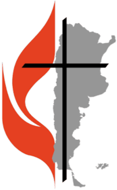 Logo of World Methodist Evangelism with a map and flame symbol.